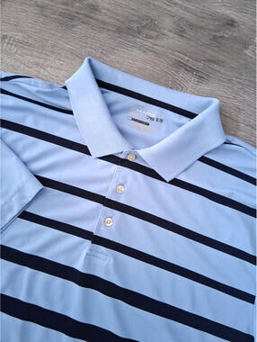Chaps Golf Ralph Lauren Men's XL Baby Blue/Black Short Sleeve Polo Shirt